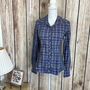 REI Button Down Purple/Gray Nylon and Mesh Outdoor Adventure Shirt Small
